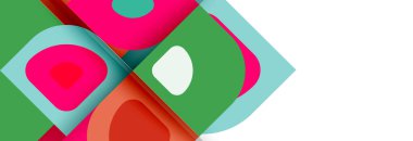 Soyut yuvarlak şekiller ve gölge efektleri tekrarlanan vektör modern geometrik arkaplan kümesi