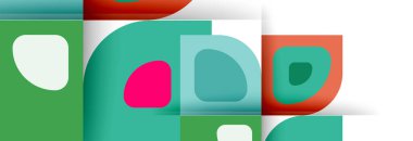 Soyut yuvarlak şekiller ve gölge efektleri tekrarlanan vektör modern geometrik arkaplan kümesi