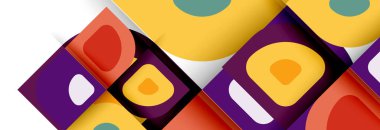 Soyut yuvarlak şekiller ve gölge efektleri tekrarlanan vektör modern geometrik arkaplan kümesi