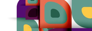 Soyut yuvarlak şekiller ve gölge efektleri tekrarlanan vektör modern geometrik arkaplan kümesi