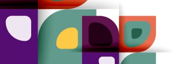 Soyut yuvarlak şekiller ve gölge efektleri tekrarlanan vektör modern geometrik arkaplan kümesi