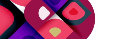 Soyut yuvarlak şekiller ve gölge efektleri tekrarlanan vektör modern geometrik arkaplan kümesi