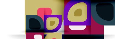 Soyut yuvarlak şekiller ve gölge efektleri tekrarlanan vektör modern geometrik arkaplan kümesi