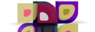 Soyut yuvarlak şekiller ve gölge efektleri tekrarlanan vektör modern geometrik arkaplan kümesi