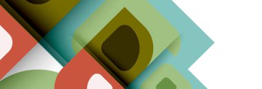 Soyut yuvarlak şekiller ve gölge efektleri tekrarlanan vektör modern geometrik arkaplan kümesi