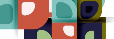 Soyut yuvarlak şekiller ve gölge efektleri tekrarlanan vektör modern geometrik arkaplan kümesi