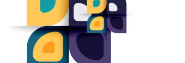 Soyut yuvarlak şekiller ve gölge efektleri tekrarlanan vektör modern geometrik arkaplan kümesi