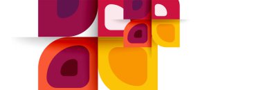 Soyut yuvarlak şekiller ve gölge efektleri tekrarlanan vektör modern geometrik arkaplan kümesi