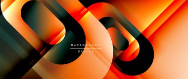 Çizgiler ve modern formlarla vektör geometrik arkaplan. Soyut yuvarlak şekiller, gölge ve ışık efektleri ile akışkan eğimli