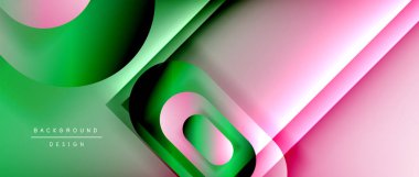 Çizgiler ve modern formlarla vektör geometrik arkaplan. Soyut yuvarlak şekiller, gölge ve ışık efektleri ile akışkan eğimli