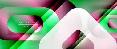 Çizgiler ve modern formlarla vektör geometrik arkaplan. Soyut yuvarlak şekiller, gölge ve ışık efektleri ile akışkan eğimli