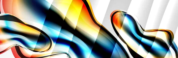 Fond abstrait vectoriel, bulle fluide de style liquide avec des effets métalliques, texture chromée quicksilver couleur et lueur de couleur — Image vectorielle