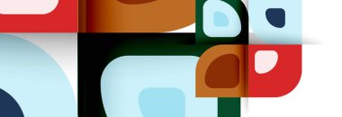 Soyut yuvarlak şekiller ve gölge efektleri tekrarlanan vektör modern geometrik arkaplan kümesi