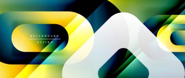 Çizgiler ve modern formlarla vektör geometrik arkaplan. Soyut yuvarlak şekiller, gölge ve ışık efektleri ile akışkan eğimli