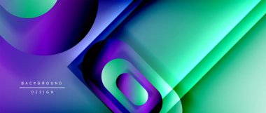 Çizgiler ve modern formlarla vektör geometrik arkaplan. Soyut yuvarlak şekiller, gölge ve ışık efektleri ile akışkan eğimli