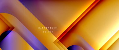 Çizgiler ve modern formlarla vektör geometrik arkaplan. Soyut yuvarlak şekiller, gölge ve ışık efektleri ile akışkan eğimli