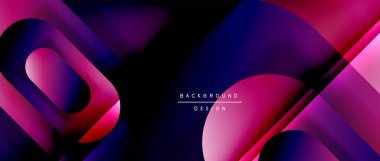 Çizgiler ve modern formlarla vektör geometrik arkaplan. Soyut yuvarlak şekiller, gölge ve ışık efektleri ile akışkan eğimli