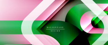 Çizgiler ve modern formlarla vektör geometrik arkaplan. Soyut yuvarlak şekiller, gölge ve ışık efektleri ile akışkan eğimli