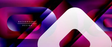 Çizgiler ve modern formlarla vektör geometrik arkaplan. Soyut yuvarlak şekiller, gölge ve ışık efektleri ile akışkan eğimli