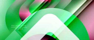 Çizgiler ve modern formlarla vektör geometrik arkaplan. Soyut yuvarlak şekiller, gölge ve ışık efektleri ile akışkan eğimli