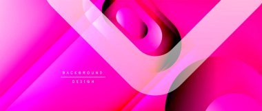 Çizgiler ve modern formlarla vektör geometrik arkaplan. Soyut yuvarlak şekiller, gölge ve ışık efektleri ile akışkan eğimli