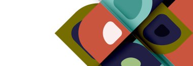 Soyut yuvarlak şekiller ve gölge efektleri tekrarlanan vektör modern geometrik arkaplan kümesi