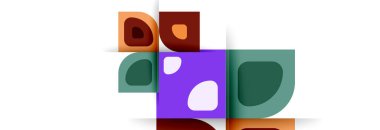 Soyut yuvarlak şekiller ve gölge efektleri tekrarlanan vektör modern geometrik arkaplan kümesi