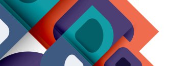 Soyut yuvarlak şekiller ve gölge efektleri tekrarlanan vektör modern geometrik arkaplan kümesi