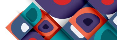 Soyut yuvarlak şekiller ve gölge efektleri tekrarlanan vektör modern geometrik arkaplan kümesi