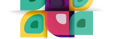 Soyut yuvarlak şekiller ve gölge efektleri tekrarlanan vektör modern geometrik arkaplan kümesi