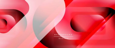 Çizgiler ve modern formlarla vektör geometrik arkaplan. Soyut yuvarlak şekiller, gölge ve ışık efektleri ile akışkan eğimli