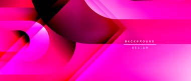 Çizgiler ve modern formlarla vektör geometrik arkaplan. Soyut yuvarlak şekiller, gölge ve ışık efektleri ile akışkan eğimli