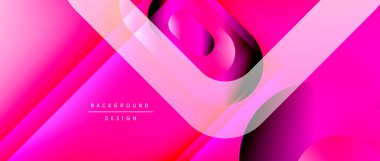 Çizgiler ve modern formlarla vektör geometrik arkaplan. Soyut yuvarlak şekiller, gölge ve ışık efektleri ile akışkan eğimli