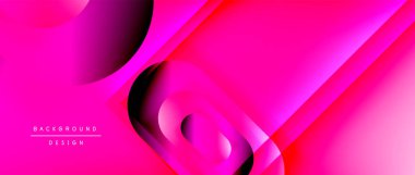 Çizgiler ve modern formlarla vektör geometrik arkaplan. Soyut yuvarlak şekiller, gölge ve ışık efektleri ile akışkan eğimli