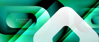 Çizgiler ve modern formlarla vektör geometrik arkaplan. Soyut yuvarlak şekiller, gölge ve ışık efektleri ile akışkan eğimli