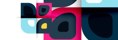 Soyut yuvarlak şekiller ve gölge efektleri tekrarlanan vektör modern geometrik arkaplan kümesi