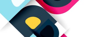 Soyut yuvarlak şekiller ve gölge efektleri tekrarlanan vektör modern geometrik arkaplan kümesi