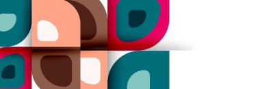 Soyut yuvarlak şekiller ve gölge efektleri tekrarlanan vektör modern geometrik arkaplan kümesi