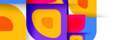 Soyut yuvarlak şekiller ve gölge efektleri tekrarlanan vektör modern geometrik arkaplan kümesi