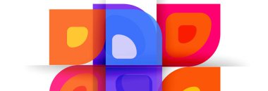 Soyut yuvarlak şekiller ve gölge efektleri tekrarlanan vektör modern geometrik arkaplan kümesi