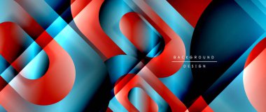 Çizgiler ve modern formlarla vektör geometrik arkaplan. Soyut yuvarlak şekiller, gölge ve ışık efektleri ile akışkan eğimli