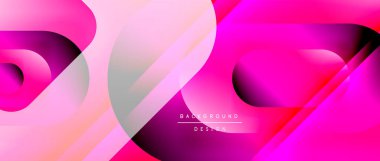 Çizgiler ve modern formlarla vektör geometrik arkaplan. Soyut yuvarlak şekiller, gölge ve ışık efektleri ile akışkan eğimli