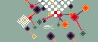 Soyut kare nokta bağlantıları, Duvar kağıdı, Banner, Arkaplan, Kart, Kitap İllüstrasyonu, iniş sayfası veya poster tasarımı için düz stil çok renkli geometrik arkaplan