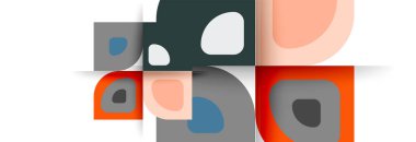 Soyut yuvarlak şekiller ve gölge efektleri tekrarlanan vektör modern geometrik arkaplan kümesi