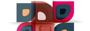 Soyut yuvarlak şekiller ve gölge efektleri tekrarlanan vektör modern geometrik arkaplan kümesi