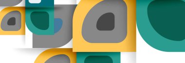 Soyut yuvarlak şekiller ve gölge efektleri tekrarlanan vektör modern geometrik arkaplan kümesi