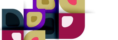 Soyut yuvarlak şekiller ve gölge efektleri tekrarlanan vektör modern geometrik arkaplan kümesi