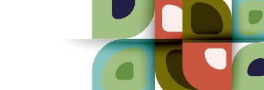 Soyut yuvarlak şekiller ve gölge efektleri tekrarlanan vektör modern geometrik arkaplan kümesi