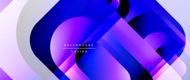 Çizgiler ve modern formlarla vektör geometrik arkaplan. Soyut yuvarlak şekiller, gölge ve ışık efektleri ile akışkan eğimli