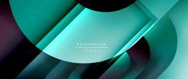 Çizgiler ve modern formlarla vektör geometrik arkaplan. Soyut yuvarlak şekiller, gölge ve ışık efektleri ile akışkan eğimli